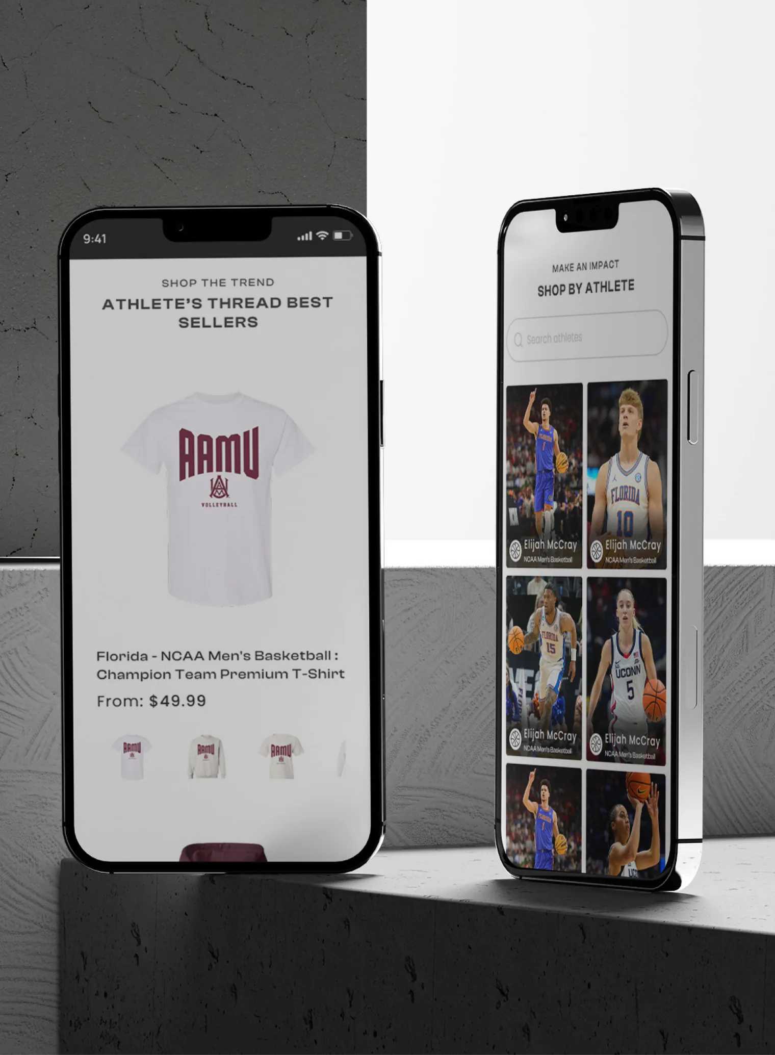 Athlete store interface