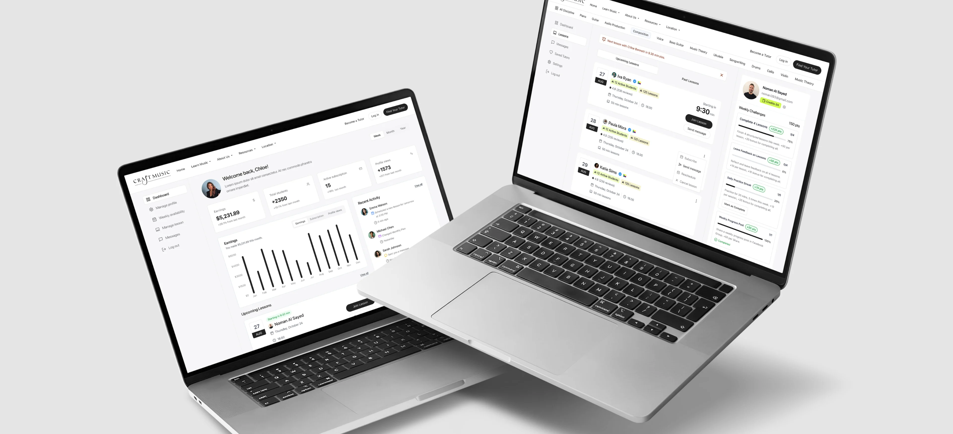 Craft Music platform shown on desktop, tablet and mobile