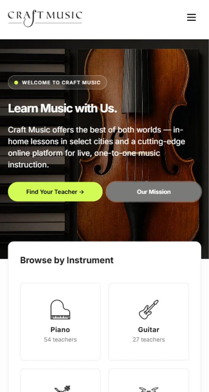 Craft Music mobile preview