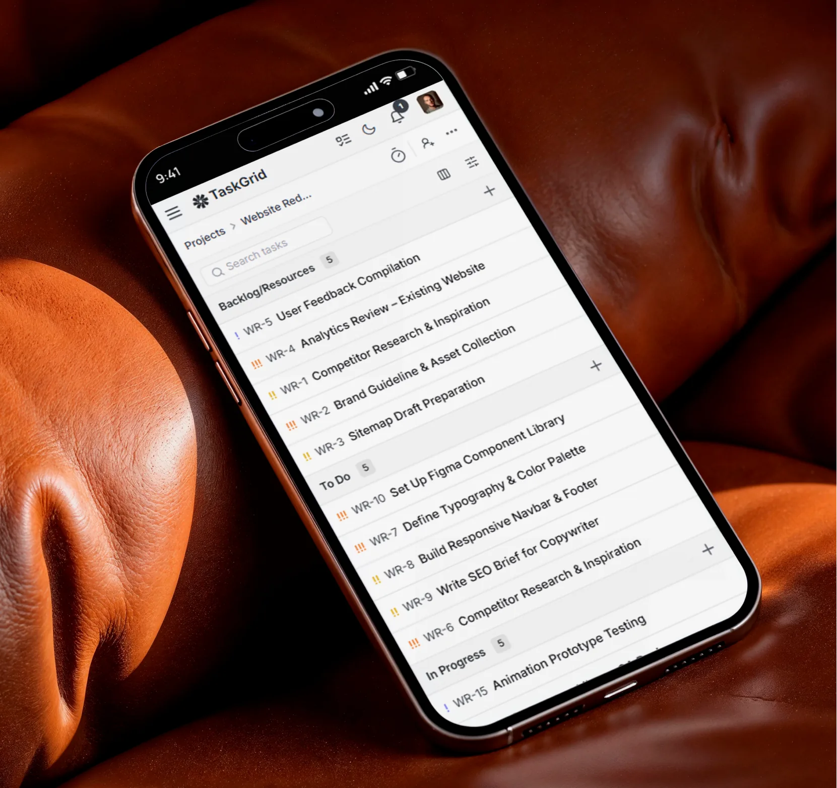 TaskGrid dashboard